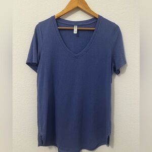 Athleta Deep Periwinkle V-Neck Short Sleeve Tee